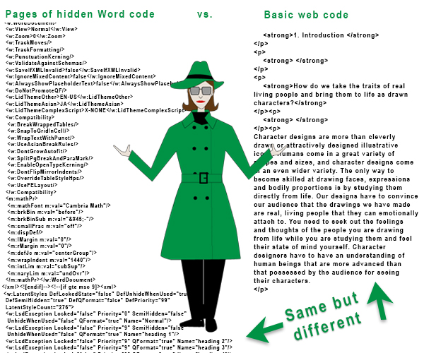 Word vs. web code