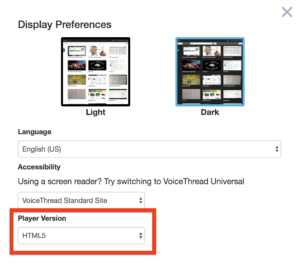 VT Preferences Select HTML5 (screenshot)